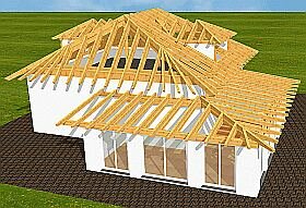 Computerzeichnung, Einfamilienhaus mit Wintergarten